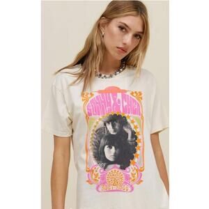 Daydreamer Sonny & Cher Live In Person 100% Cotton Graphic Tee - Cream